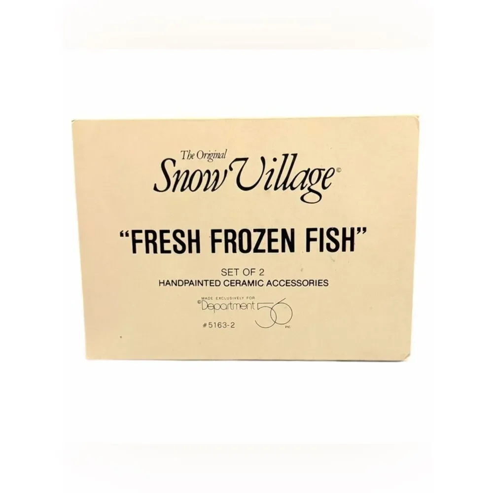 Dept 56 Snow Village Fresh Frozen Fish #5163-2 Retired 1990 Set of 2 Vintage EXC